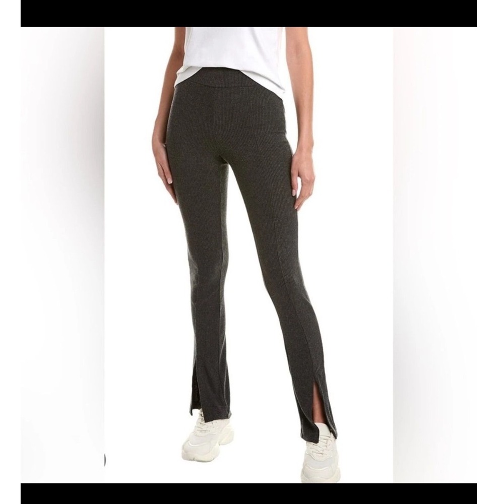 Chaser Womens‎ Charcoal Grey Ribbed Knit Front Split Hem Leggings NWT Size S